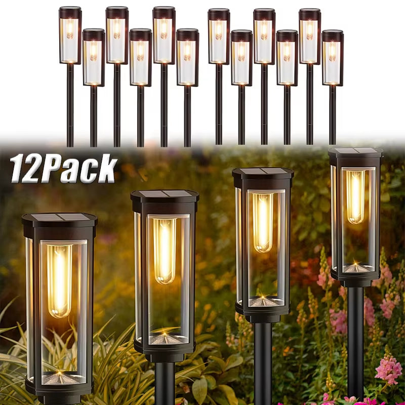 1/2/4/6/12Pcs Led Solar Pathway Lights Waterproof Outdoor Solar Lamp for Garden/Landscape/Yard/Patio/Driveway/Walkway Lighting