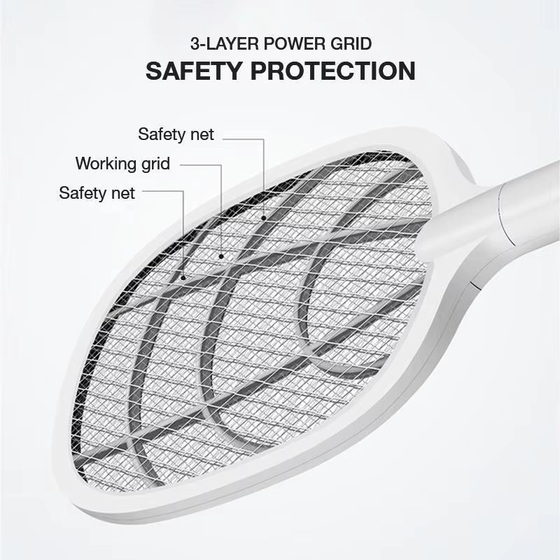 ZapAway USB Electric Mosquito Lamp & Fly Swatter – Portable Handheld Triple-Layer Mesh for Instant Relief